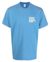 hellblaues T-Shirt mit einem Rundhalsausschnitt von Sporty & Rich