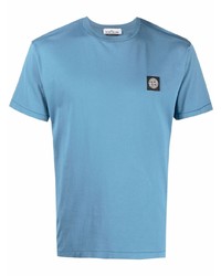 hellblaues T-Shirt mit einem Rundhalsausschnitt von Stone Island