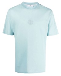 hellblaues T-Shirt mit einem Rundhalsausschnitt von Stone Island