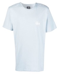 hellblaues T-Shirt mit einem Rundhalsausschnitt von Stussy