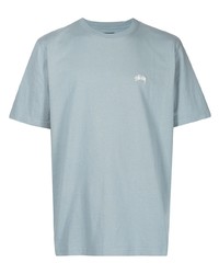 hellblaues T-Shirt mit einem Rundhalsausschnitt von Stussy