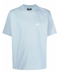 hellblaues T-Shirt mit einem Rundhalsausschnitt von Stussy