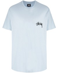 hellblaues T-Shirt mit einem Rundhalsausschnitt von Stussy