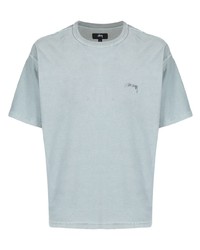 hellblaues T-Shirt mit einem Rundhalsausschnitt von Stussy