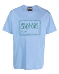 hellblaues T-Shirt mit einem Rundhalsausschnitt von VERSACE JEANS COUTURE