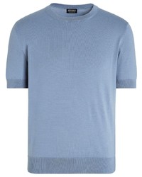 hellblaues T-Shirt mit einem Rundhalsausschnitt von Zegna