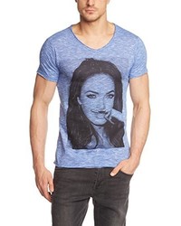 hellblaues T-Shirt mit einem V-Ausschnitt von Eleven Paris