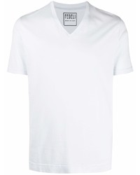 hellblaues T-Shirt mit einem V-Ausschnitt von Fedeli