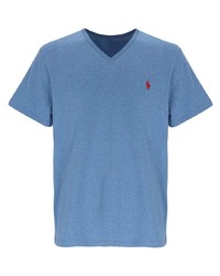 hellblaues T-Shirt mit einem V-Ausschnitt von Polo Ralph Lauren