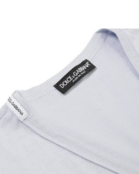 hellblaues T-Shirt mit einem V-Ausschnitt von Dolce & Gabbana