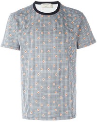 hellblaues T-shirt mit geometrischem Muster von MAISON KITSUNÉ