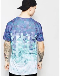 hellblaues T-shirt mit geometrischem Muster von Siksilk