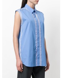 hellblaues vertikal gestreiftes ärmelloses Hemd von Maison Margiela