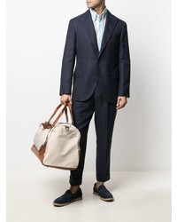 hellblaues vertikal gestreiftes Businesshemd von Brunello Cucinelli