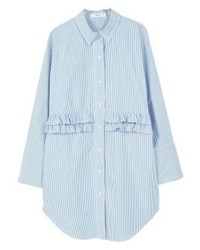 hellblaues vertikal gestreiftes Businesshemd von Mango