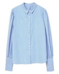 hellblaues vertikal gestreiftes Businesshemd von Mango