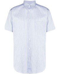 hellblaues vertikal gestreiftes Kurzarmhemd von Comme Des Garcons SHIRT