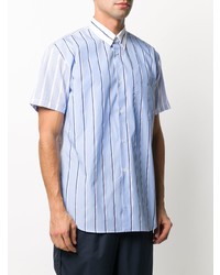 hellblaues vertikal gestreiftes Kurzarmhemd von Comme Des Garcons SHIRT