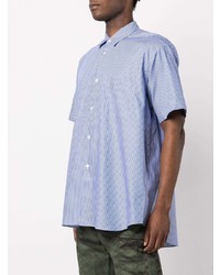 hellblaues vertikal gestreiftes Kurzarmhemd von Comme Des Garcons SHIRT