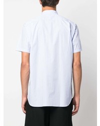 hellblaues vertikal gestreiftes Kurzarmhemd von Comme Des Garcons SHIRT