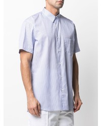 hellblaues vertikal gestreiftes Kurzarmhemd von Comme Des Garcons SHIRT