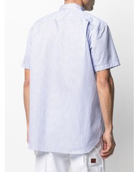 hellblaues vertikal gestreiftes Kurzarmhemd von Comme Des Garcons SHIRT