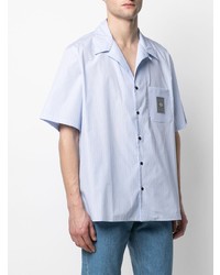 hellblaues vertikal gestreiftes Kurzarmhemd von Valentino