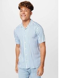 hellblaues vertikal gestreiftes Kurzarmhemd von ONLY & SONS