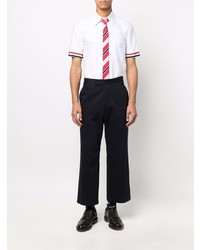 hellblaues vertikal gestreiftes Kurzarmhemd von Thom Browne