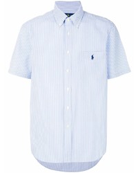 hellblaues vertikal gestreiftes Kurzarmhemd von Polo Ralph Lauren