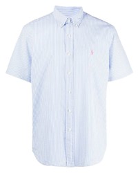 hellblaues vertikal gestreiftes Kurzarmhemd von Polo Ralph Lauren