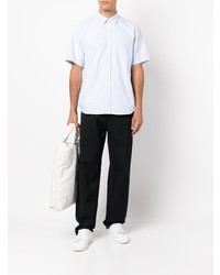 hellblaues vertikal gestreiftes Kurzarmhemd von Norse Projects