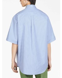 hellblaues vertikal gestreiftes Kurzarmhemd von Gucci