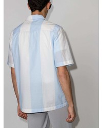 hellblaues vertikal gestreiftes Kurzarmhemd von Salvatore Ferragamo
