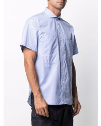 hellblaues vertikal gestreiftes Kurzarmhemd von Junya Watanabe MAN