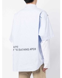 hellblaues vertikal gestreiftes Langarmhemd von AAPE BY A BATHING APE