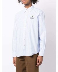 hellblaues vertikal gestreiftes Langarmhemd von AAPE BY A BATHING APE