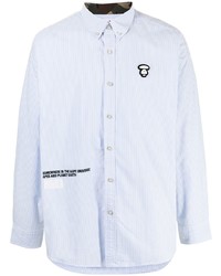 hellblaues vertikal gestreiftes Langarmhemd von AAPE BY A BATHING APE