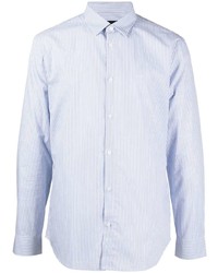 hellblaues vertikal gestreiftes Langarmhemd von Armani Exchange
