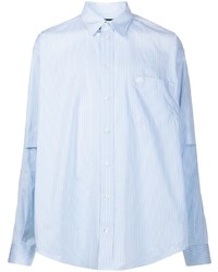 hellblaues vertikal gestreiftes Langarmhemd von Balenciaga