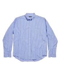 hellblaues vertikal gestreiftes Langarmhemd von Balenciaga