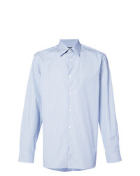 hellblaues vertikal gestreiftes Langarmhemd von Calvin Klein 205W39nyc