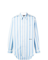 hellblaues vertikal gestreiftes Langarmhemd von Calvin Klein 205W39nyc
