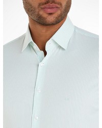 hellblaues vertikal gestreiftes Langarmhemd von Calvin Klein
