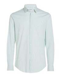 hellblaues vertikal gestreiftes Langarmhemd von Calvin Klein