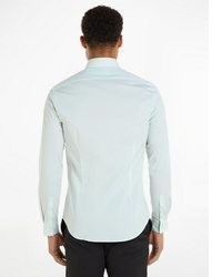 hellblaues vertikal gestreiftes Langarmhemd von Calvin Klein