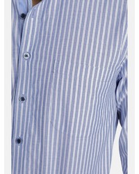 hellblaues vertikal gestreiftes Langarmhemd von Charles Colby