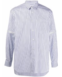 hellblaues vertikal gestreiftes Langarmhemd von Comme Des Garcons SHIRT