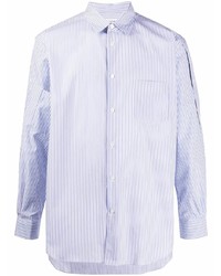 hellblaues vertikal gestreiftes Langarmhemd von Comme Des Garcons SHIRT