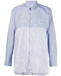 hellblaues vertikal gestreiftes Langarmhemd von Comme Des Garcons SHIRT